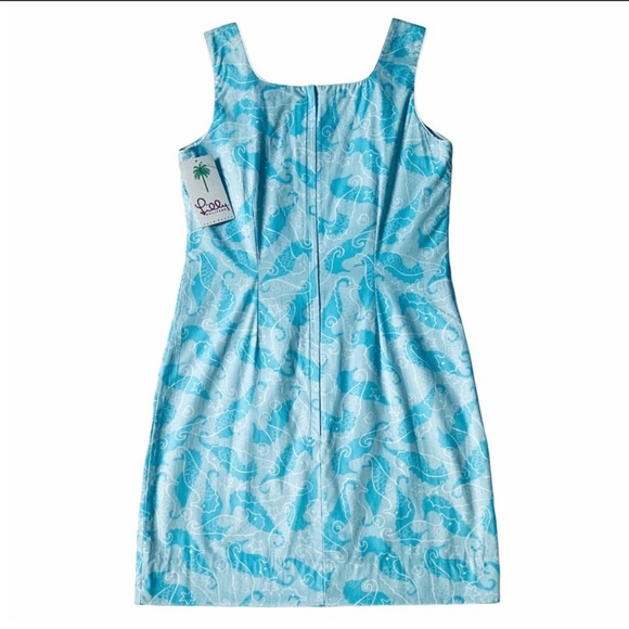 Lilly Pulitzer Sleeveless Krista Shift Dress in Scuba Blue Seahorse Size 4 - Picture 10 of 11